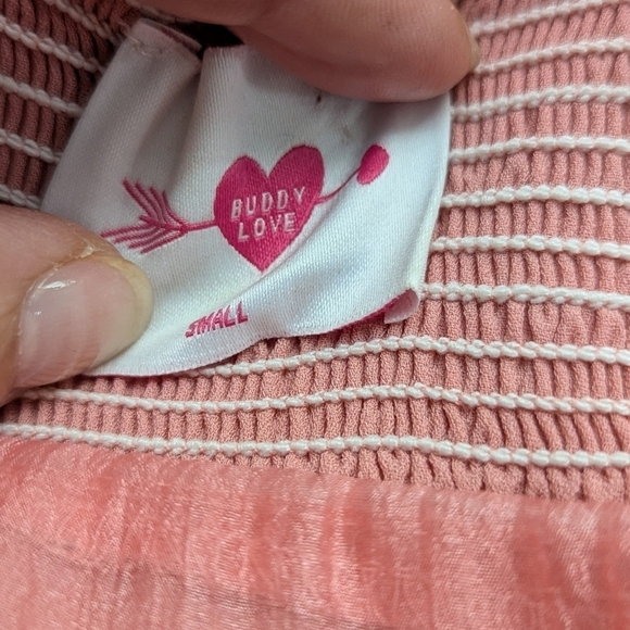 Buddy Love Coral Sheer Baby Doll Flirty Puff Sleeve Mini Fairycore Dress Size S - Picture 5 of 9